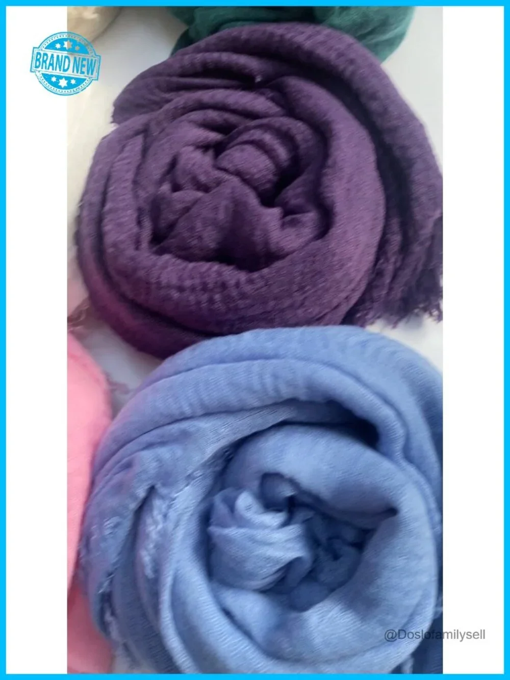 Cotton Blend Vintage Soft Scarf Fringed Edges Lightweight Shawl